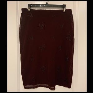 Burgundy Embroidered Skirt